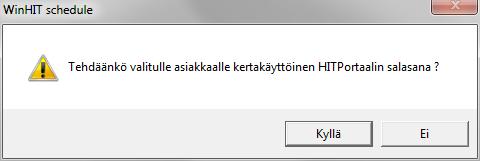 käytössä, voidaan kelle tahansa asiakkaalle luoda uusi kertakäyttöinen salasana