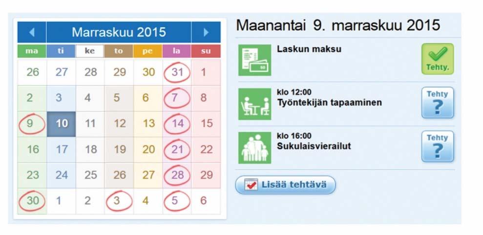 Esimerkki: arjen lukujärjestys ja oma tilannearvio Sähköinen lukujärjestys auttaa arjen asioiden
