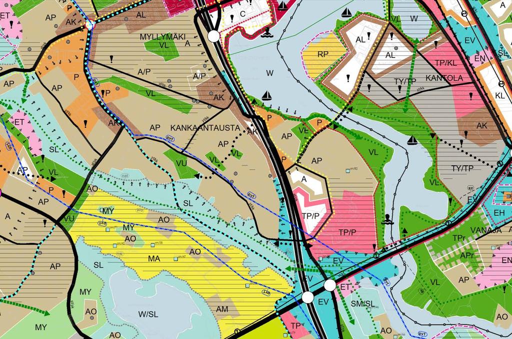 2.1.3 Yleiskaava Lainvoimaiseksi 29.9.2018 tulleessa kantakaupungin yleiskaavassa 2035 suunnittelualue on merkitty merkinnällä AK, kerrostalovaltainen asuinalue.