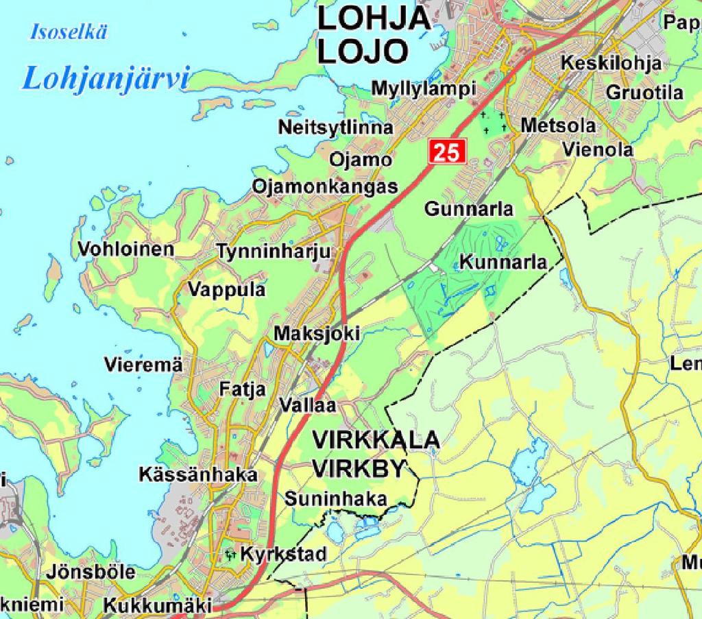PERUSTIEDOT KAAVA-ALUE Kisakujan asemakaava-alue sijaitsee Virkkalan taajaman itäosassa. Kisakuja on Suninhaan asuinalueen ja urheilukentän välissä.