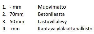 välipohjatyypillä 2 ja vanha liikuntasali (nykyinen ruokasali) tyypillä 3.