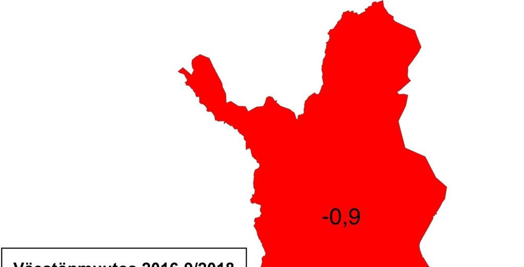 Varsinais-Suomen väestönlisäys Kartassa 5. tarkastellaan suhteellista väestönlisäystä vuosien 2016-9/18 aikana ja kuviossa 9. absoluuttista väestönlisäystä saman ajanjakson aikana.