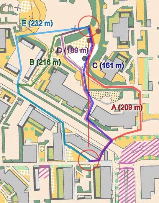 Rata F / 6-7 Trumpettitien ylitys D on paras, se pysyy kohtuullisen kovilla pinnoilla. Jälkipään lähtijöille C on myös kelpo vaihtoehto.