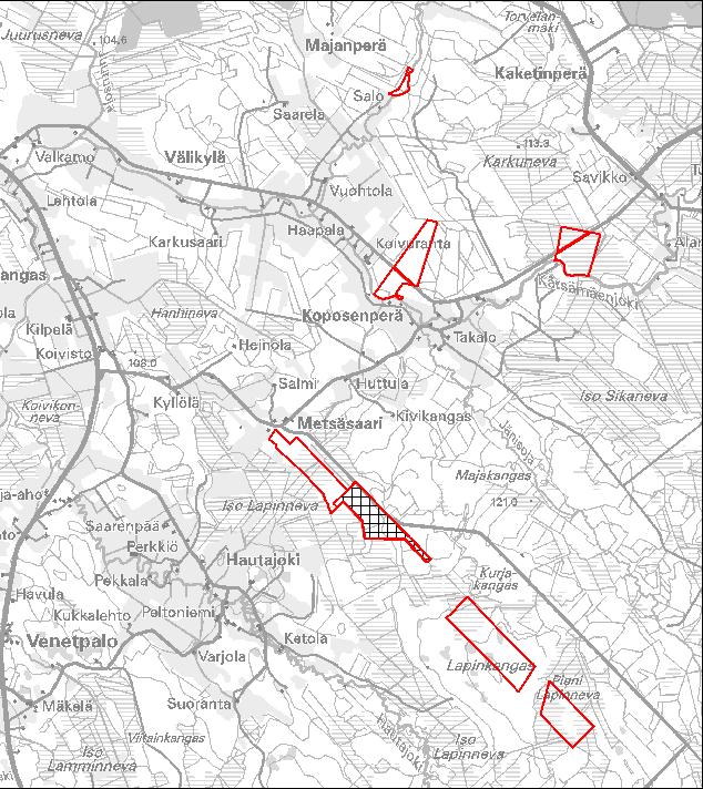 Käyttöoikeus lupa: Maanmittauslaitos MML 2015 Metsäjäniksen, metson, teeren ja pyyn metsästys on sallittu asetuksen 3 :n 2 momentin alakohdan 1