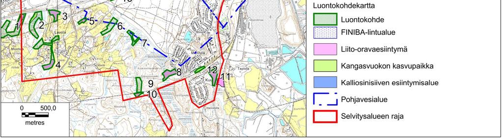 2012 7 Peräsuo lahopuustoinen metsä muu Pöyry Finland Oy 2012 liito-orava todettu 2009, asumaton 2012 potentiaalinen liitooravan elinympäristö asuttu