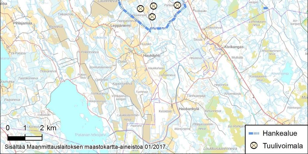 Hankealue sijaitsee noin 20 kilometrin etäisyydellä kuntataajaman