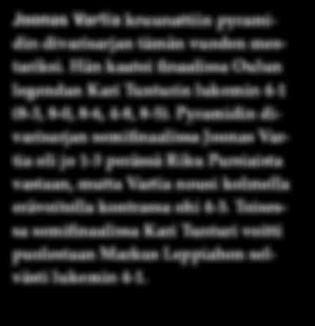 Terveisin, Juho Nyksy Nykänen Pyramidi lajipäällikkö Henri Mäki voitti jo kauden kolmannen RG-kilpailun.