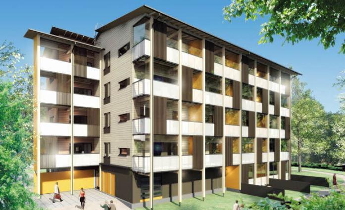 PuuMera Wooden Apartment Building Rakennusliike Reponen Oy Background Finland s new fire regulations that came into effect in spring 2011 make it possible to construct wood apartment buildings that