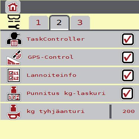 4 Käyttö, AXIS ISOBUS 4.5.3 Punnitus kg-laskuri Tässä voidaan aktivoida toiminto Vertaa kg-laskuria valikossa Punnitus-matkamitt.