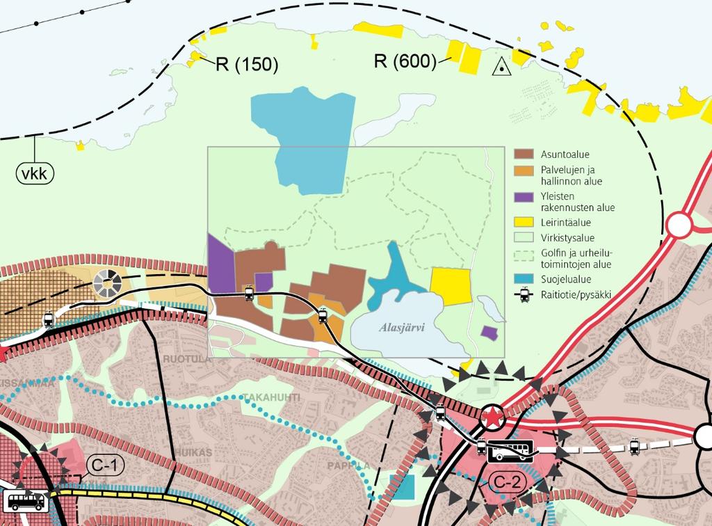 Vaihtoehto B Ratkaisu pohjautuu TRE YKA 2040 viitesuunnitelman ja kaupunginvaltuuston esittämän ponnen yhdistelmään.