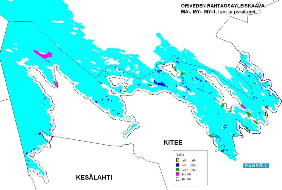 Kuva 26. MA, MY ja MY-1, luo ja pv-alueiden sijoittuminen kaavassa Kuva 27.