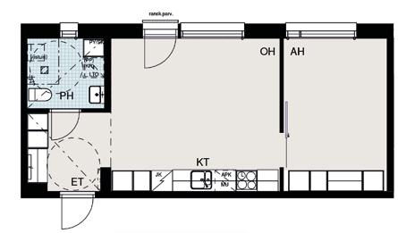 44,0 m 2 2h + kt AS B62, 2. krs AS B73, 3.