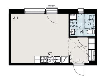 32,0 m 2 1h + kt AS B52, 2. krs AS B63, 3.
