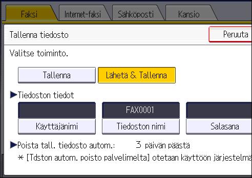 4. Faksaus 4. Määritä tarpeen mukaan käyttäjänimi, tiedoston nimi ja salasana. Käyttäjänimi Paina [Käyttäjänimi] ja valitse sitten käyttäjänimi.