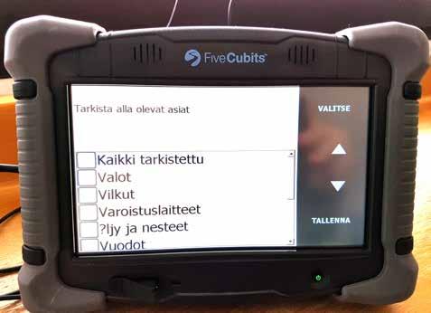 Ajoneuvossa on oltava mukana voimassaoleva puomin katsastusdokumentti sekä ajoneuvon käyttö- ja huolto-ohjeet. Mikäli autossa on FiveCubits, tarkastus kirjataan tähän.