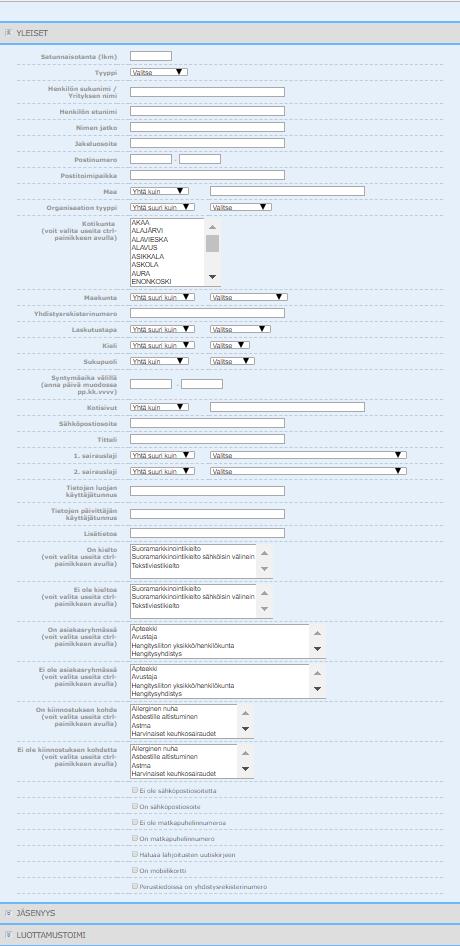 13. Yleiset valikon avulla voi poimia jäseniä heidän luovuttamiensa perustietojen perusteella. Mitä enemmän tietoja poimintaan syöttää, sitä tarkemman hakutuloksen Kilta antaa.