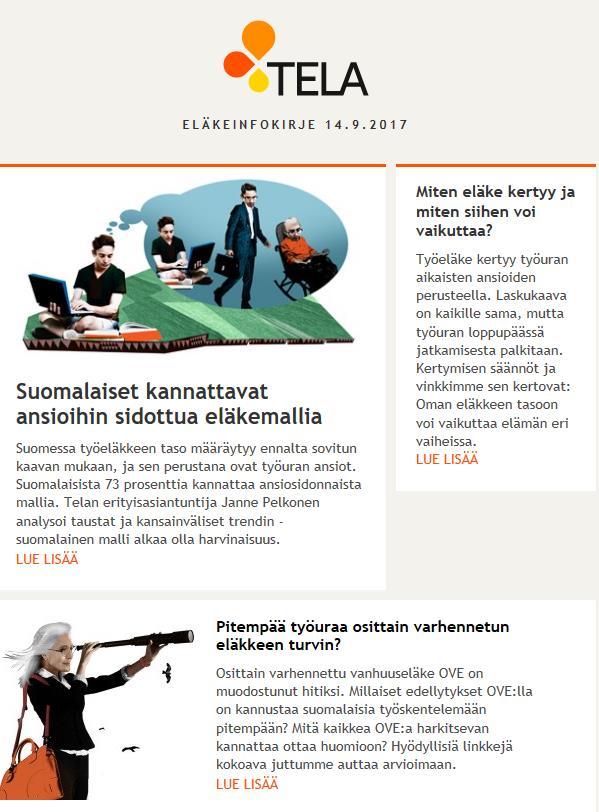 Neljä kertaa vuodessa ilmestyvä eläkeinfokirje kokoaa suomalaisesta työeläkkeestä perustietoa.