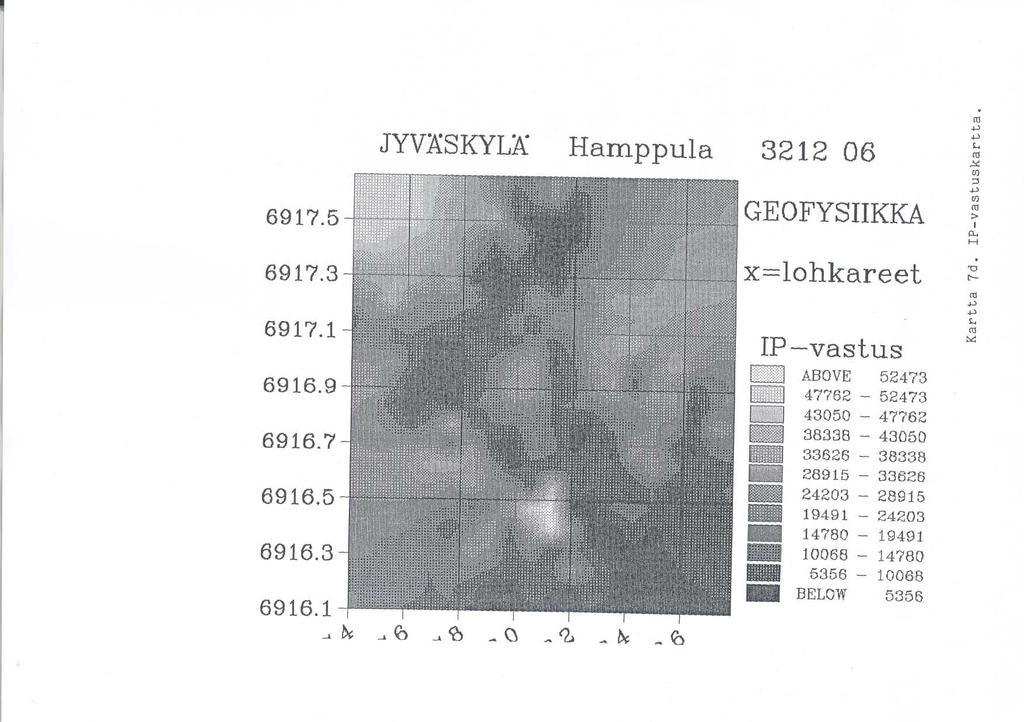 JYV;kSKYLW Hamppula 3212 06 6917.5 GEOFYSIIKKA 6917.3- x=lohkareet 6917.1-- 6916.9 6916.7 6916.5 6916.3-6916.