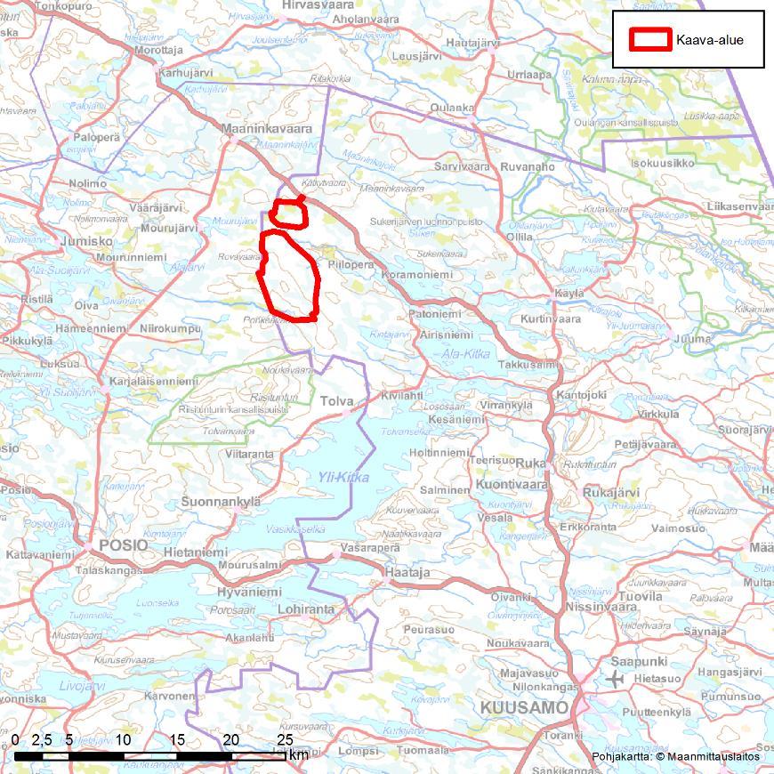 OAS 2 (11) 4.12.2015 Maaningan tuulivoimaosayleiskaava 1 Johdanto EPV Tuulivoima Oy kehittää Kuusamon Maaningan alueelle 54 tuulivoimalasta muodostuvan kokonaisuuden.