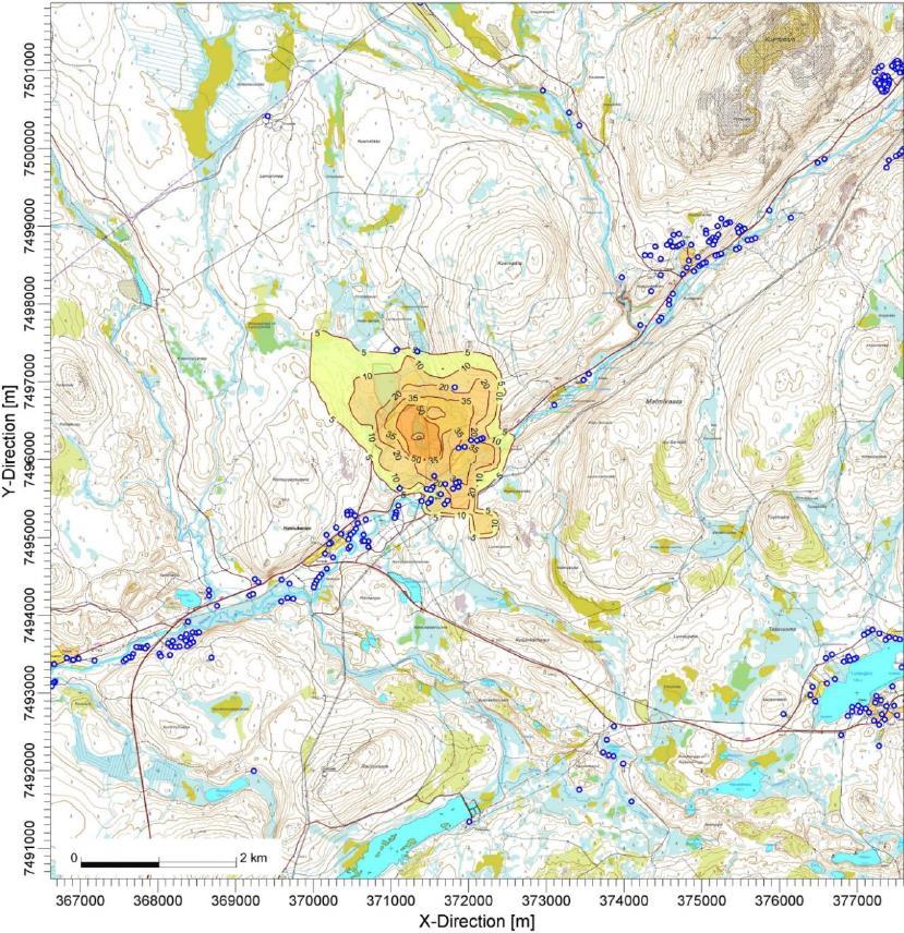 Hannukaisen alueen suojavallin rakentamisen aloitusvaiheen aiheuttamat ilmanlaadun rajaarvoon verrattavat, vuoden 36.