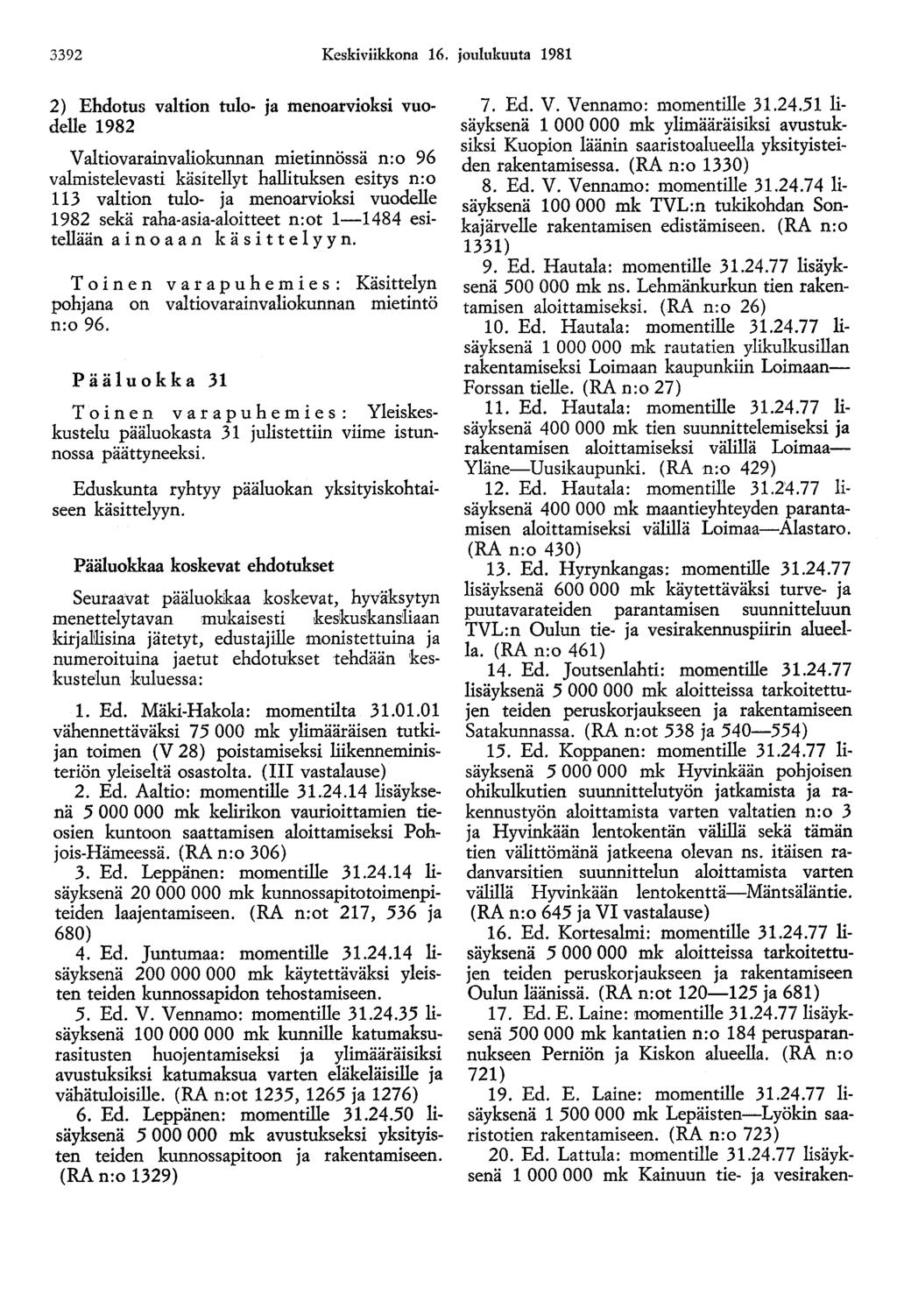 3392 Keskiviikkona 16.
