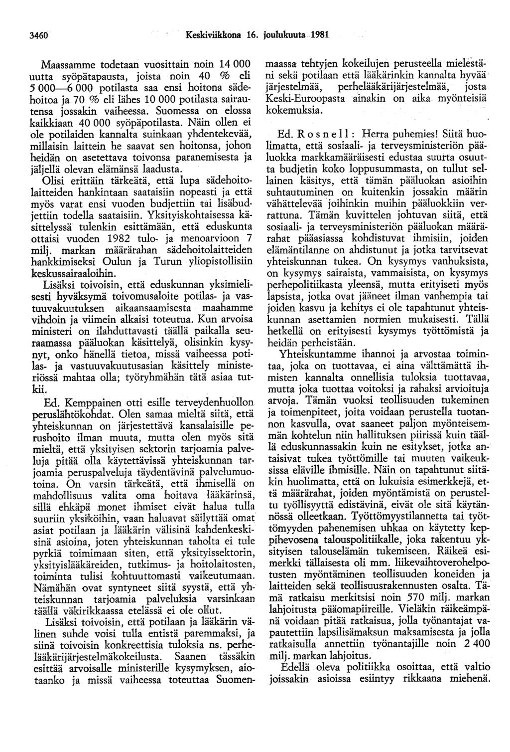 3460 Keskiviikkona 16.