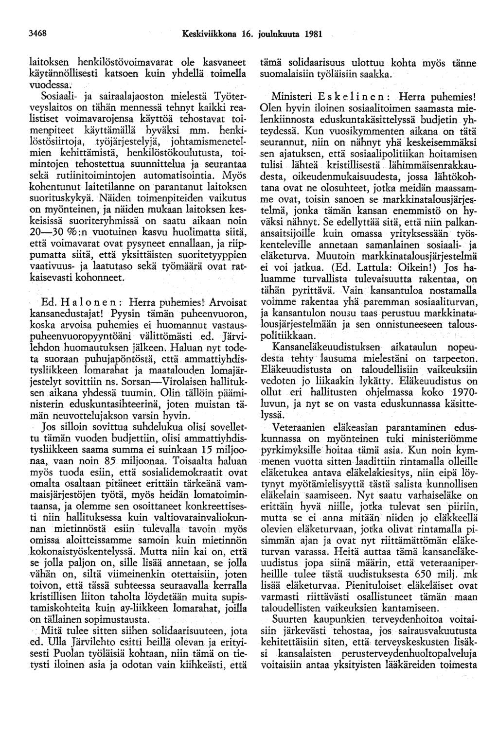 3468 Keskiviikkona 16.