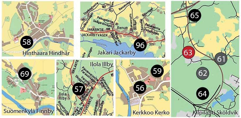 Kylät Byar 56. Kerkkoo II Asemakaavan muutoksella päivitetään vanhentunut vielä rakentamaton osa Kerkkoon vanhasta rakennuskaavasta. Asemakaavatyö käynnistyy 2018. Kaavoittaja Hilkka Jokela 57.