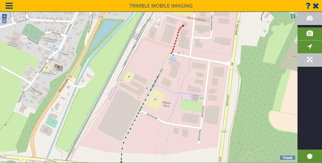 Trimble Mobile Imaging -ohjelmisto Taustakartta ja suunnitelma-alueen tarkkailu