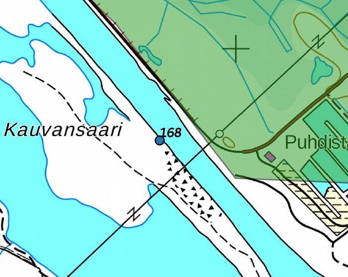 venelaiturit Z 22 Uusin aika GPS-mittaus Kuvaus: Ison Kauvansaaren koillisrannalla on vanhan laiturin