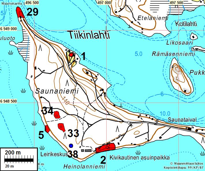 7 SUONENJOKI 2 SAUNANIEMI 778010001 kivikautinen asuinpaikka Koordin: N: 6948 187 E: 497 031 Z: 100 X: 6951 099 Y: 3497 201 Meinander C.F.