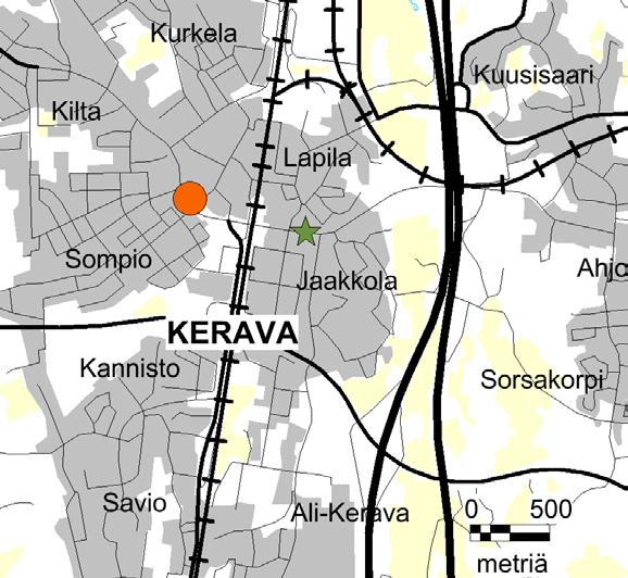 4.1.1 Liikenneasema Keravalla Keravan mittausasema sijaitsi vilkasliikenteisen keskustan alueelle Aleksis Kiven tiellä. Samassa paikassa mitattiin ilmanlaatua edellisen kerran vuonna 2005 ja 2010.