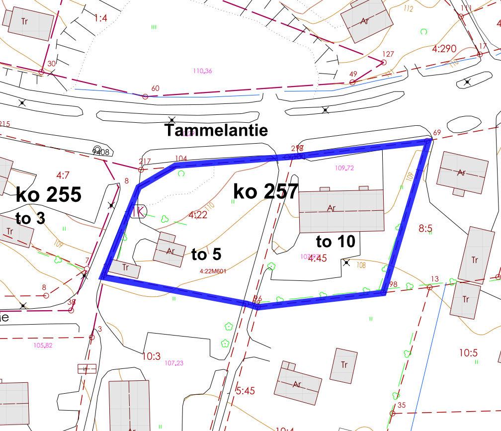 Hakkapeliitantie 2 31300 Tammela puh 03 41201 Korttelin 257 tonttien 5 ja 10 asemakaavamuutos Aluerajaus kunnanhallituksen päätös 16.