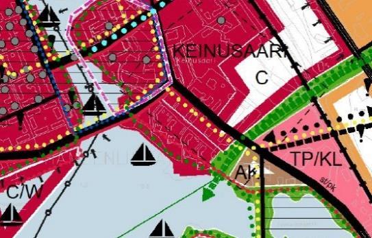 Oikeusvaikutuksettomassa vuoden 1992 keskustan osayleiskaavassa alue on merkitty teollisuusalueeksi (T) ja yhdyskuntateknisen huollon alueeksi (ET).