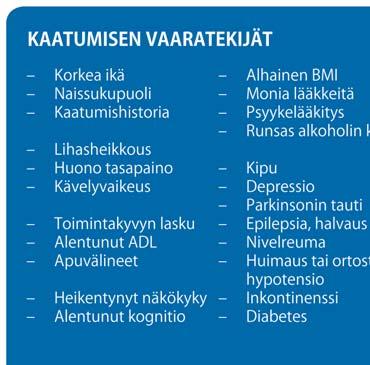 Kaatumisten ja luunmurtumien vaaratekijät Kuvio 1 lee seurata. Tarvittaessa harjoittelua keven netään tai siitä pidetään taukoa.