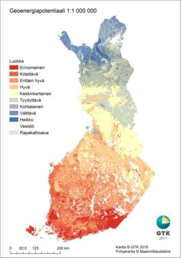 Suomen kallioperän geoenergiapotentiaali Vuonna 2016 julkaistiin versio 1.