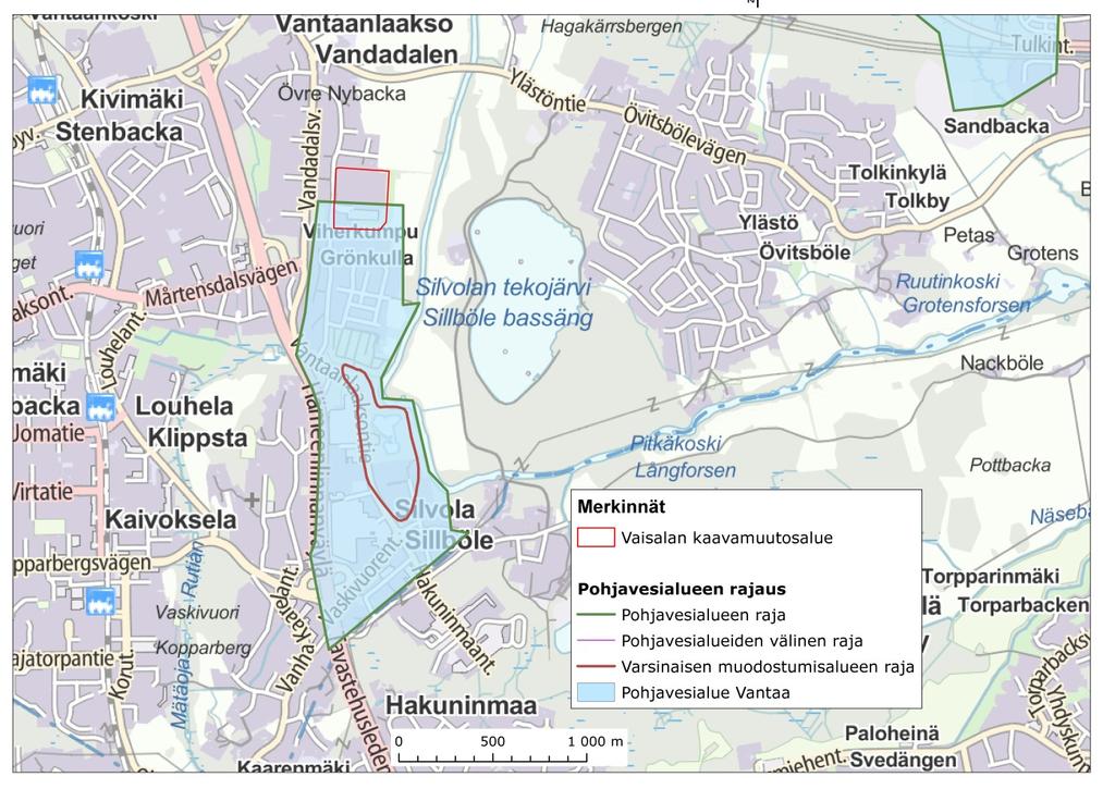 Hulevesi- ja maisemasuunnitelma asemaaavamuutoseen 6 / 15 Kuva 5 Pohjavesialueen sijainti 2.3.