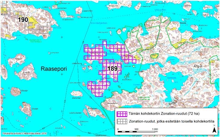 Raasepori, Zonation-aluetunnus 189 RAASEPORI (189) Alue käsittää Tammisaaren saaristossa sijaitsevan Älgön saaren luoteisosan ja Norrskatanin niemen sekä Älgön länsipuolella sijaitsevat pienemmät