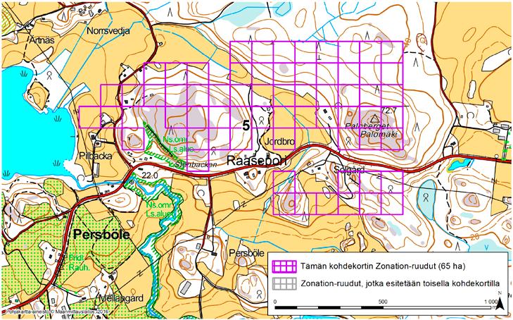 Raasepori, Zonation-aluetunnus 5 RAASEPORI (5) Alue sijaitsee Raaseporin keskiosissa Persbölen koillispuolella metsien, peltojen ja asutuksen kirjavoimalla alueella.