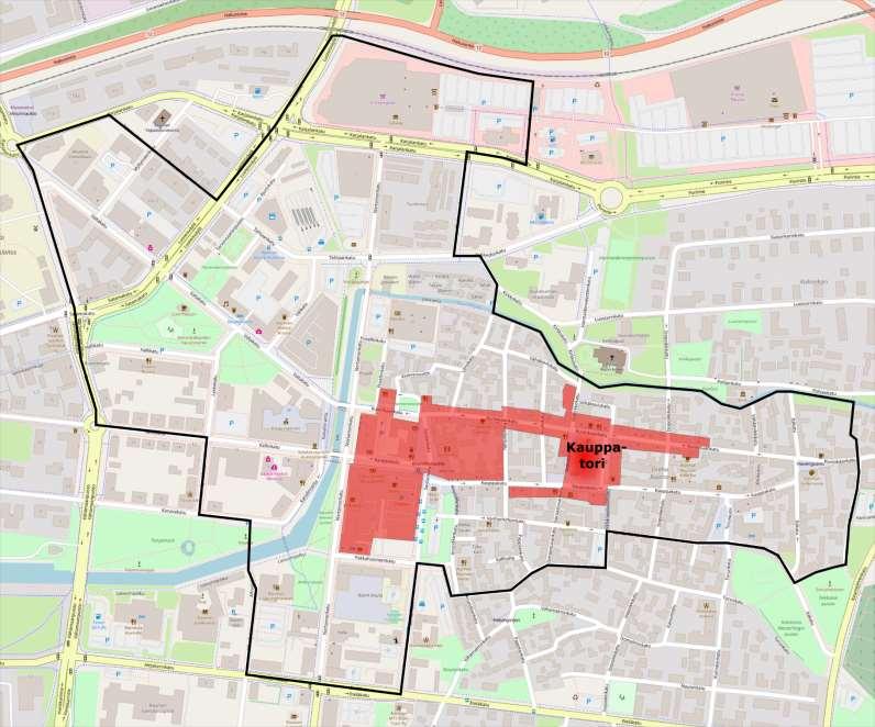 Rauman elävä keskusta-alue Elävän keskustan muodostavat ns.