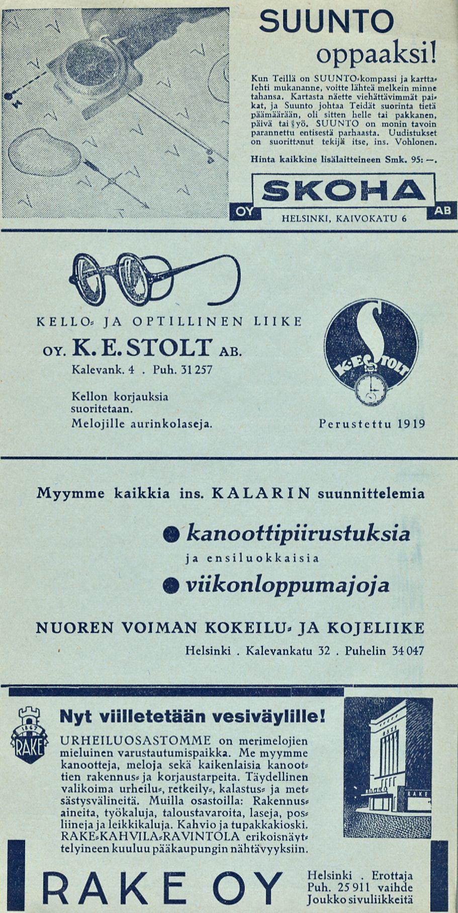 Puh. Puhelin SUUNTO oppaaksi! Kun Teillä on SUUNTO-kompassi jakartta» lehti mukananne, voitte lähteä melkein minne tahansa.