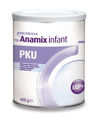 PKU-tauti (Fenyyliketonuria) PKU Anamix Infant 0 1 -vuotiaille imeväisille TAMRON TILAUSNUMERO: 2487064 Pakkauskoko: 400 g Imeväisen erityiskorvike PKU-taudin (fenyyliketonurian) ravitsemushoitoon.
