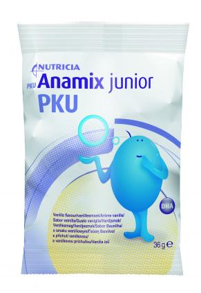 PKU-tauti (Fenyyliketonuria) PKU Anamix Junior 1 10 -vuotiaille lapsille TAMRON TILAUSNUMEROT: 2490365 neutraali 2490217 suklaa 2490068 vanilja Pakkauskoko: 30 pussia à 36 g Juomajauheena käytettävä