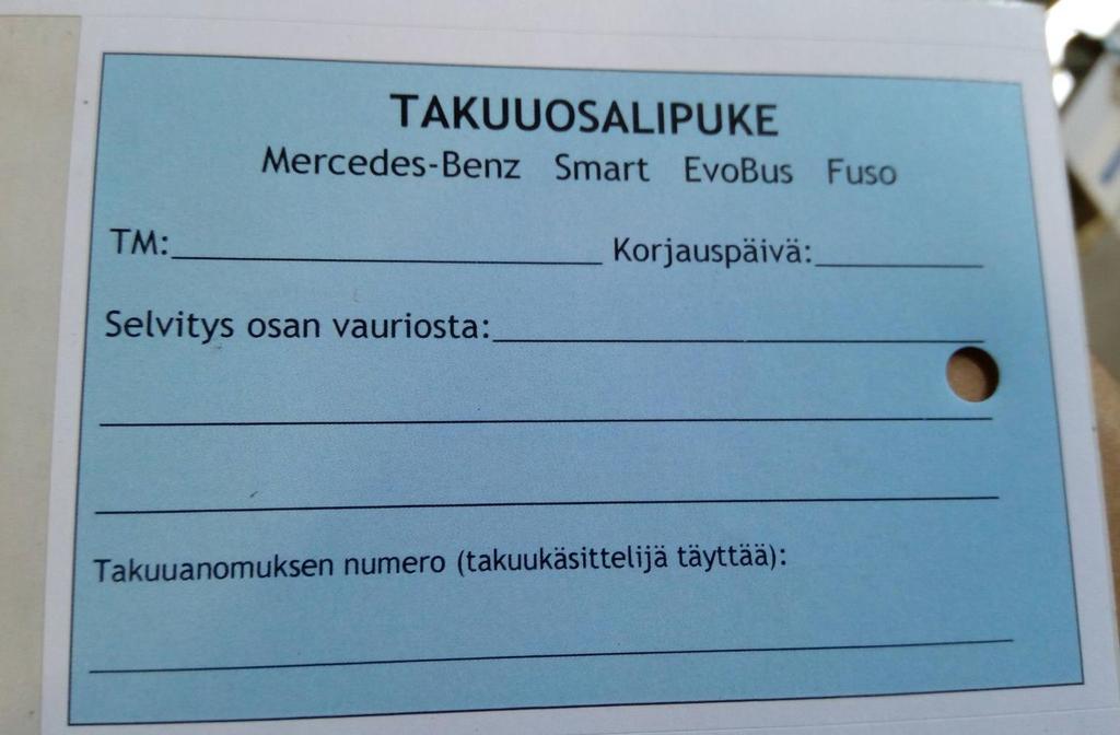 12 vastaavasti liitteeksi on laitettava testerituloste, josta selviää, mikä osassa on vikana.