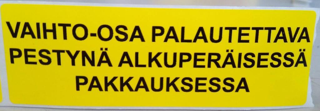 16 osasta maksetaan tällöin täysi hinta, ja kun vanha osa palautetaan varaosavarastolle, vanhasta rungosta maksetaan takaisin hyvitys, jolloin uuden osan hintaa saadaan alemmas.