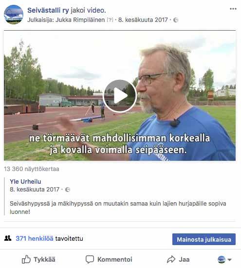 Seiväshyppy on seuraavan olympiadin aikana painopistelaji, painottaa Jorma Kemppainen ja tarjoaa Seivästallille yhteistyötä.