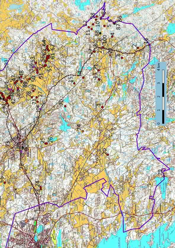 Keski-Pohjanmaan ArkeologiaPalvelu Uusikaupunki Kalanti 2017 15 Kartta 12. Yleiskartta kohteet; eteläosa.