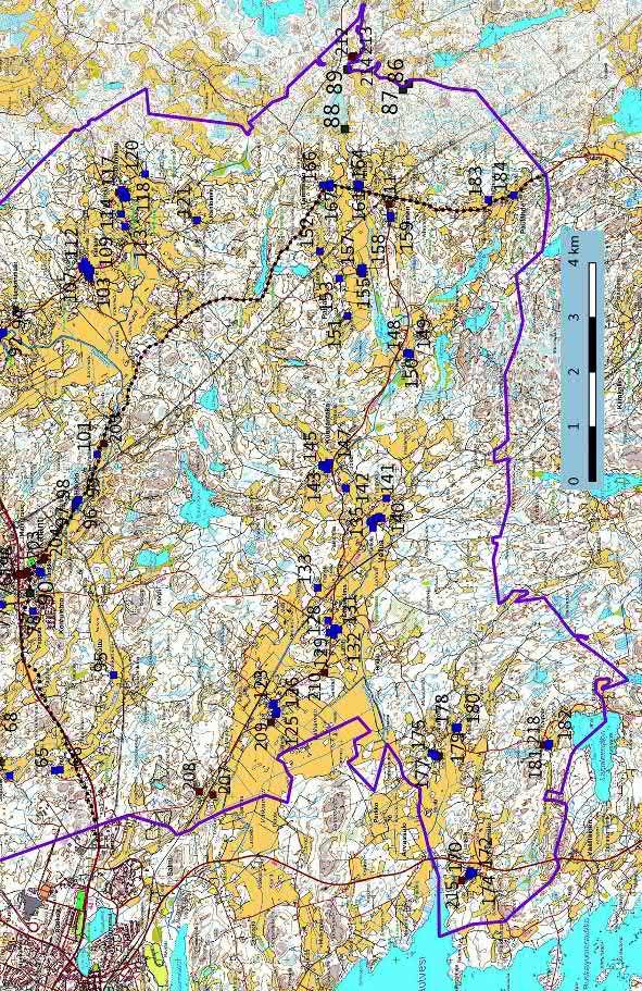 Keski-Pohjanmaan ArkeologiaPalvelu Uusikaupunki Kalanti 2017 17 Kartta 14. Yleiskartta kantatalot; eteläosa.