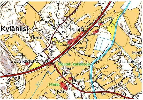 Keski-Pohjanmaan ArkeologiaPalvelu Uusikaupunki Kalanti osayleiskaava 2017 Osa 2 Yleiskartta kohteet 30 43 rautakautinen kohdekeskittymä Kylähiiden ja Hallun kylien alueella.