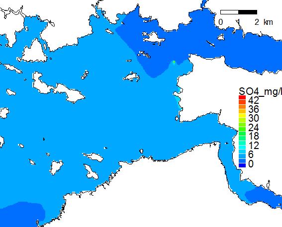 VESISTÖVAIKUTUKSET Sulfaatti, kesätilanne, purkupaikka P3